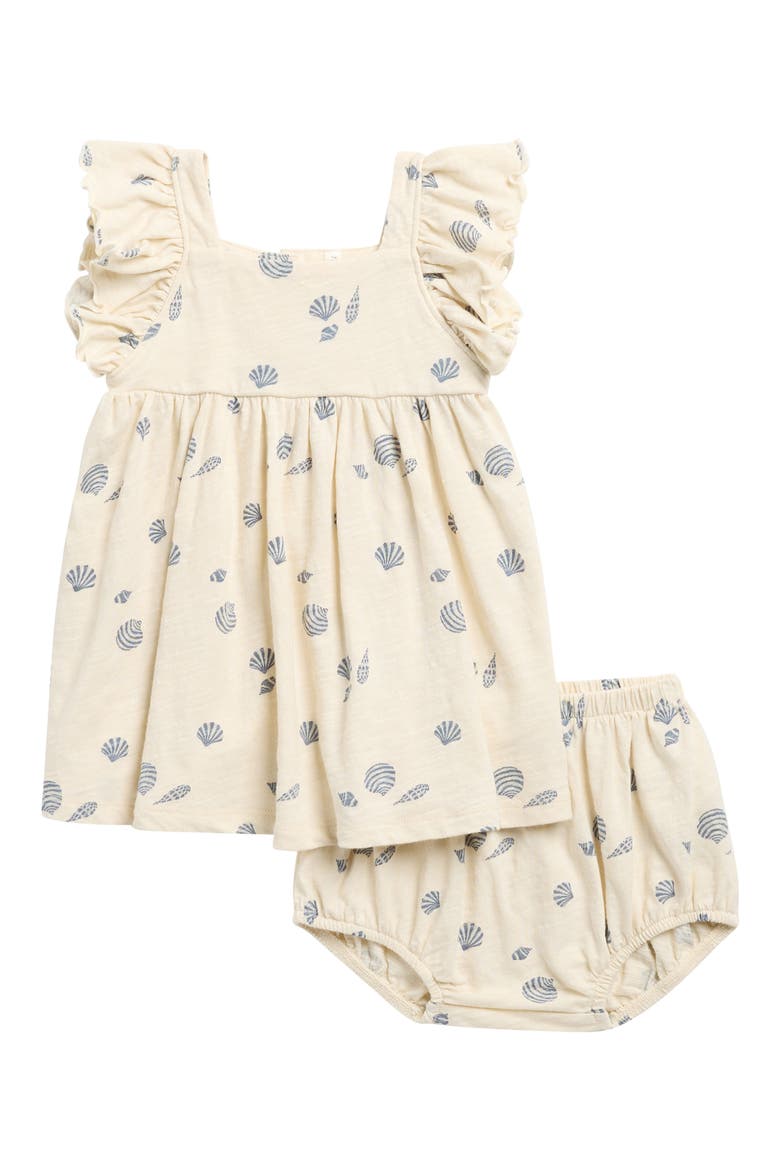 Mariposa Ruffle Cotton Dress with Bloomers, Main, color, NATURAL