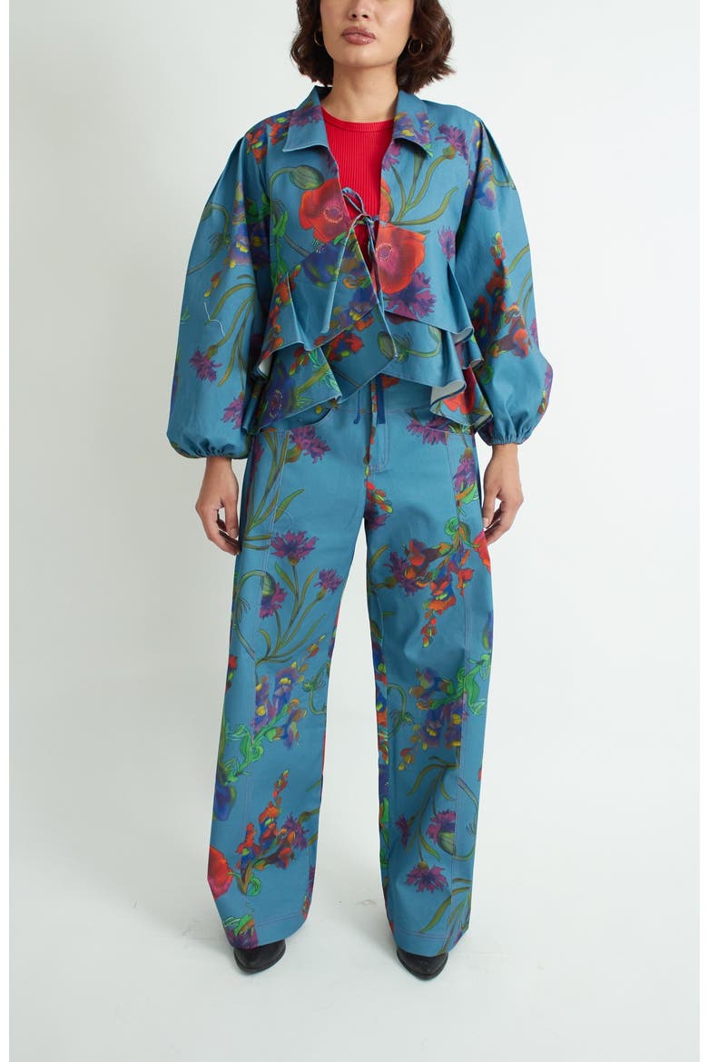 Lulu Jacket, Main, color, Pastel blue floral vine