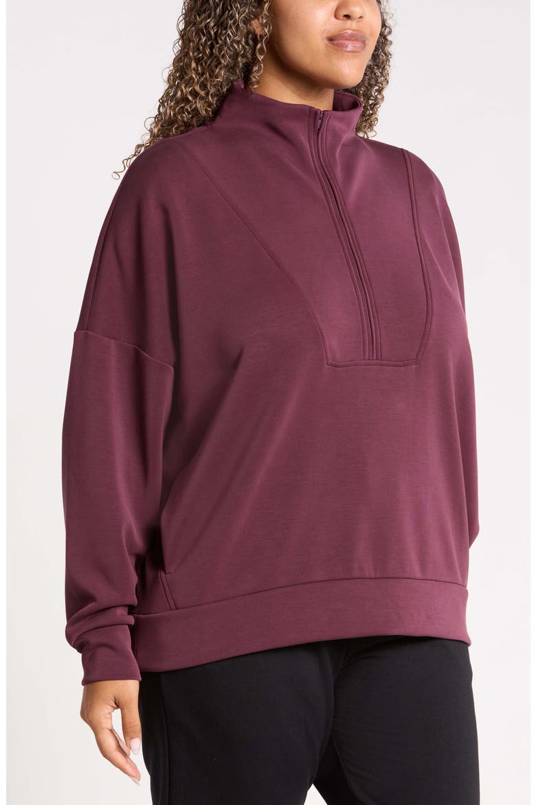 Soft Luxe Half Zip Pullover, Alternate, color, BURGUNDY STEM