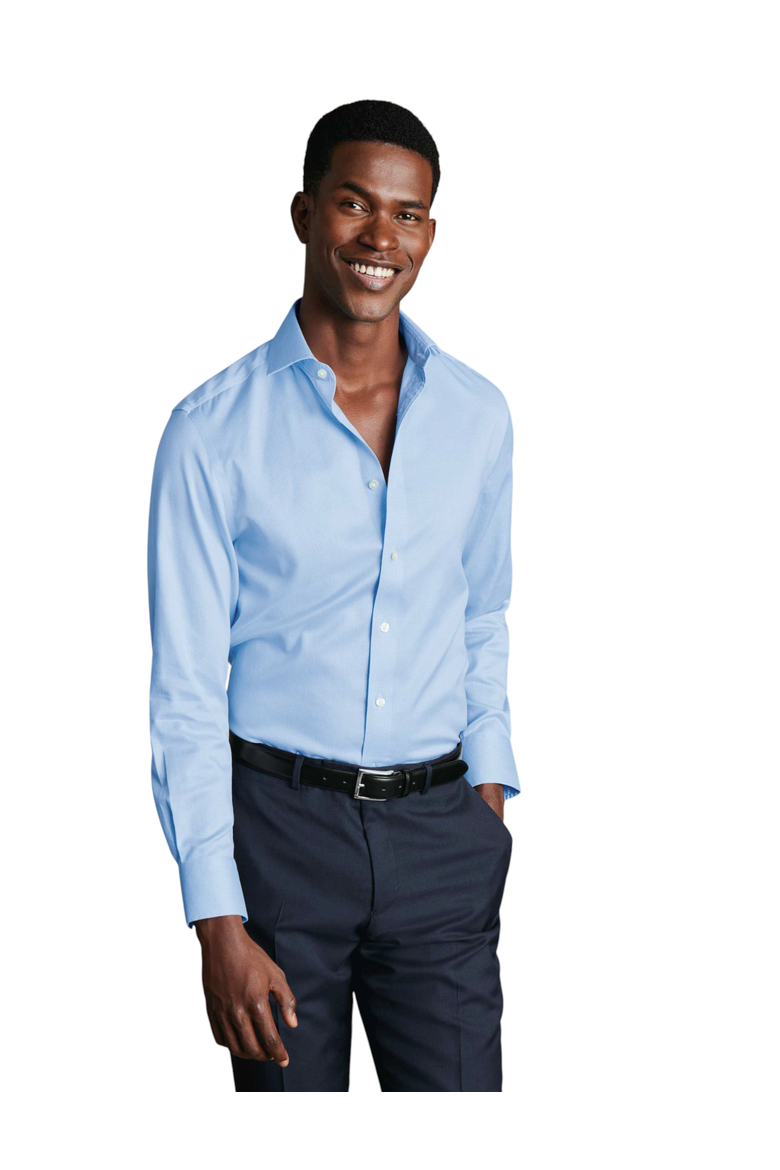 Non-Iron Puppytooth Cutaway Collar Shirt, Main, color, Light Blue