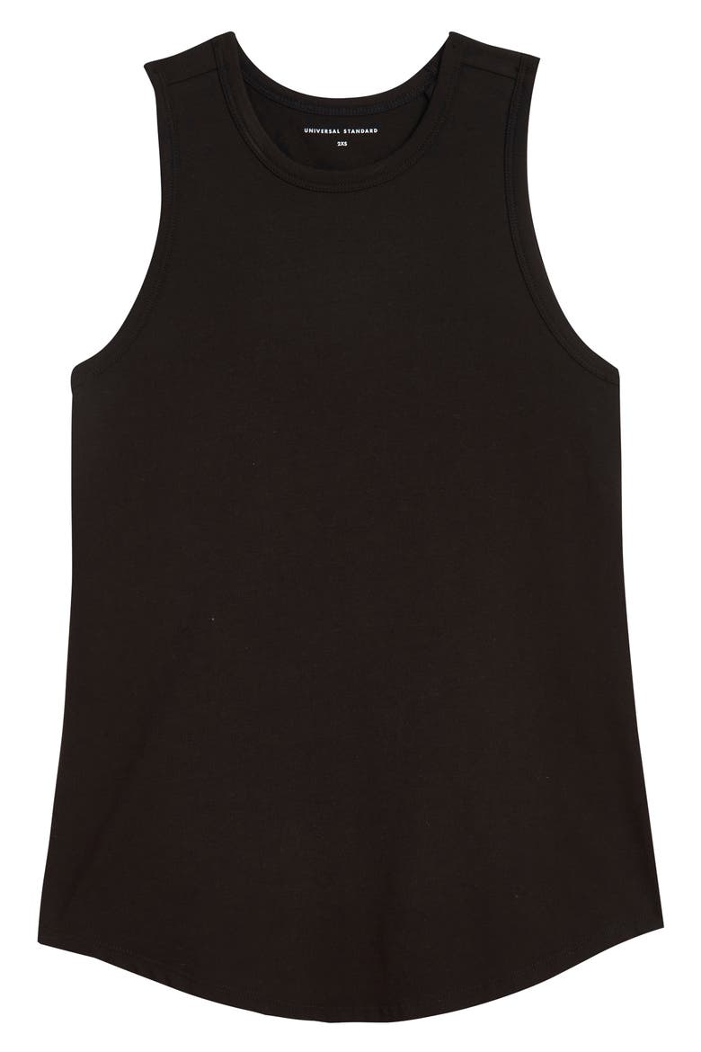 Cai Stretch Pima Cotton Tank, Alternate, color, BLACK