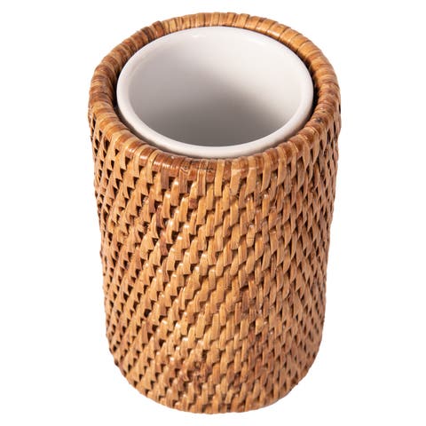Artifacts Rattan Rattan Round Tumbler with Ceramic Insert