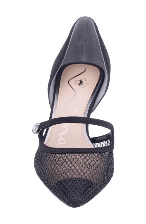 Nina Nashly Pointed Toe Cap Toe Mary Jane Pump In Black