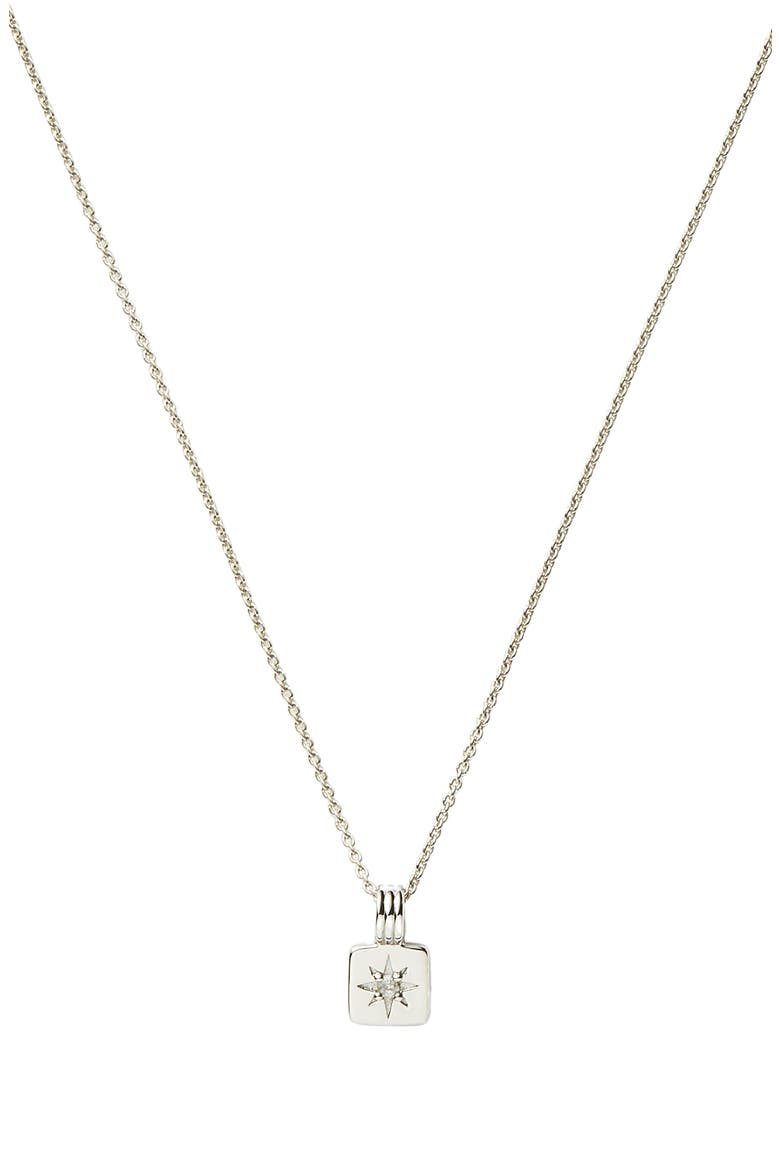Engravable Cubic Zirconia Star Pendant Necklace, Main, color, SILVER