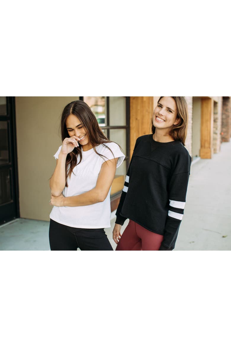 Gilda Organic Cotton Varsity Sweatshirt, Alternate, color, Black