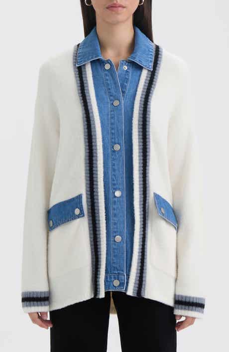 NVLT Denim Trim Varsity Cardigan