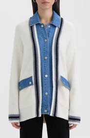 NVLT Denim Trim Varsity Cardigan