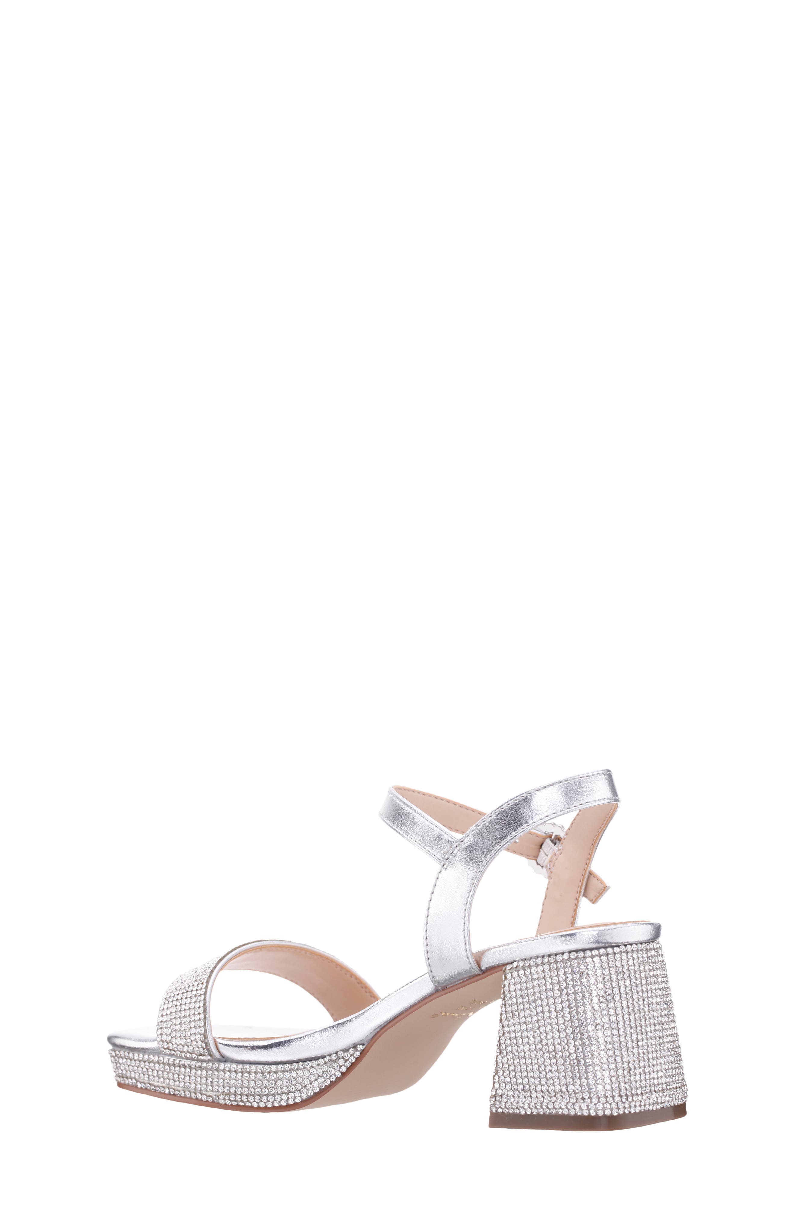 Nina Kids' Marysol Ankle Strap Platform Sandal, Alternate, color, Silver Metallic Stones
