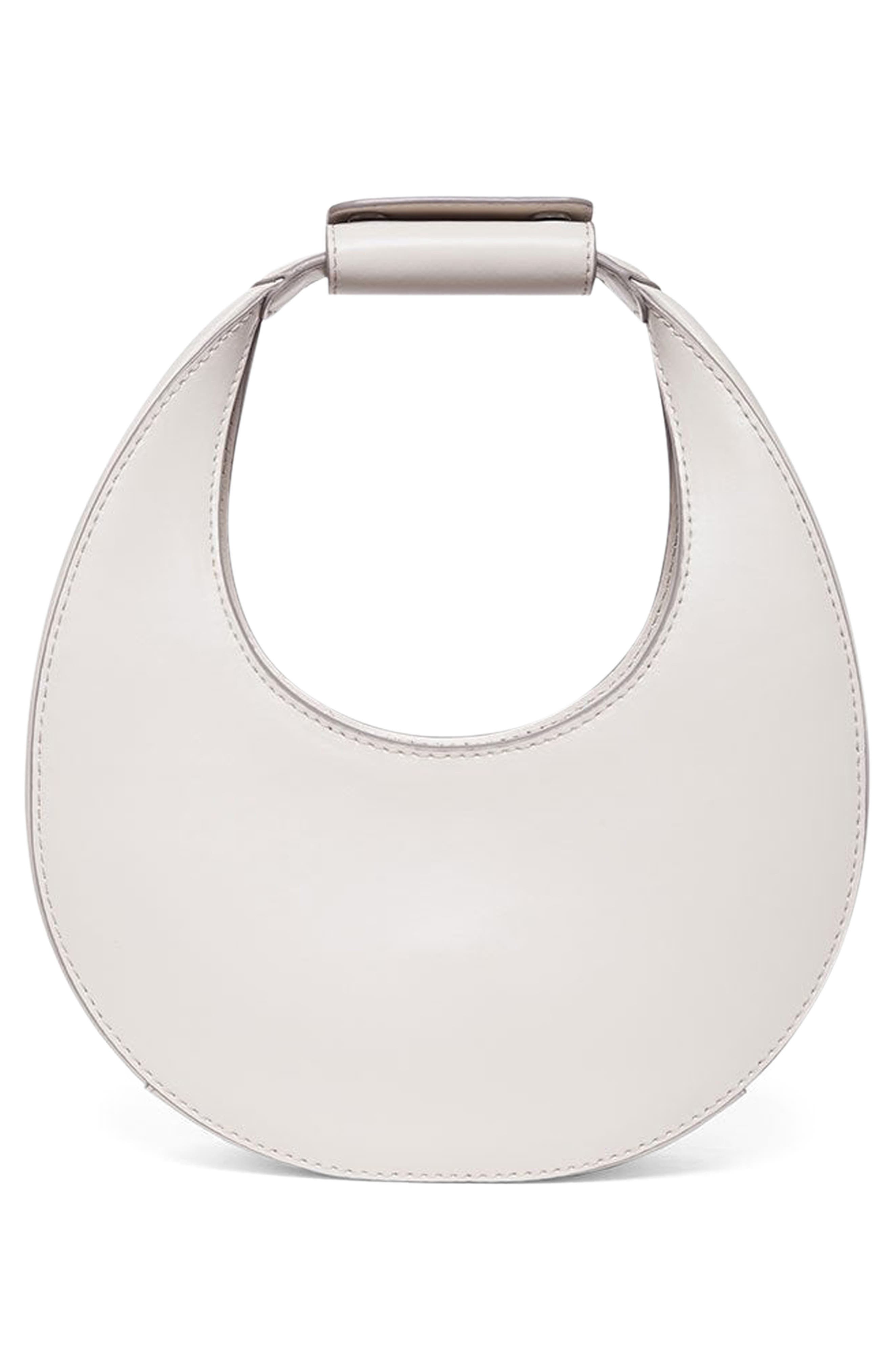 STAUD Mini Moon Leather Bag, Alternate, color, Cream