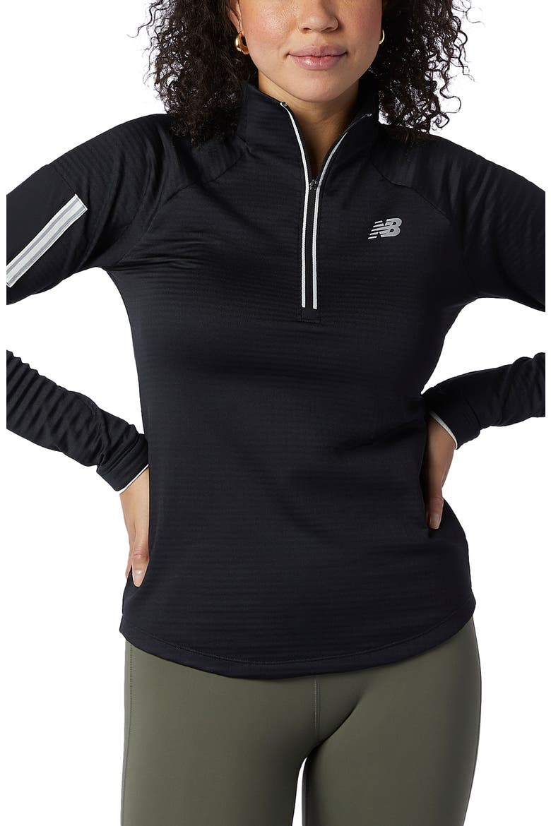 Impact Run Half Zip Heat Grid Pullover, Main, color, BLACK