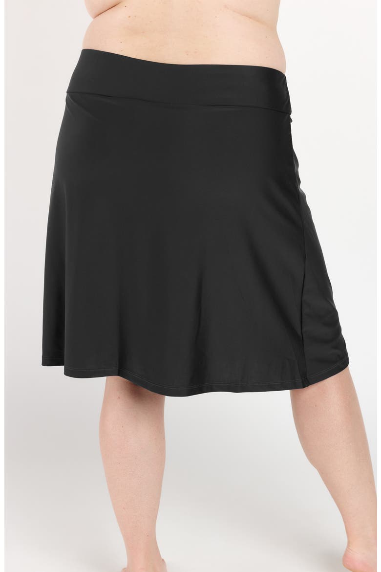 Plus Size Knee Length Swim Skort With Bike Shorts, Alternate, color, Black