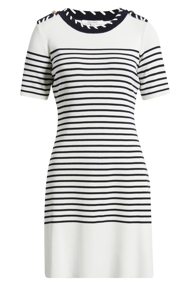 ZOE AND CLAIRE Stripe Stitch Epaulets Minidress (Women