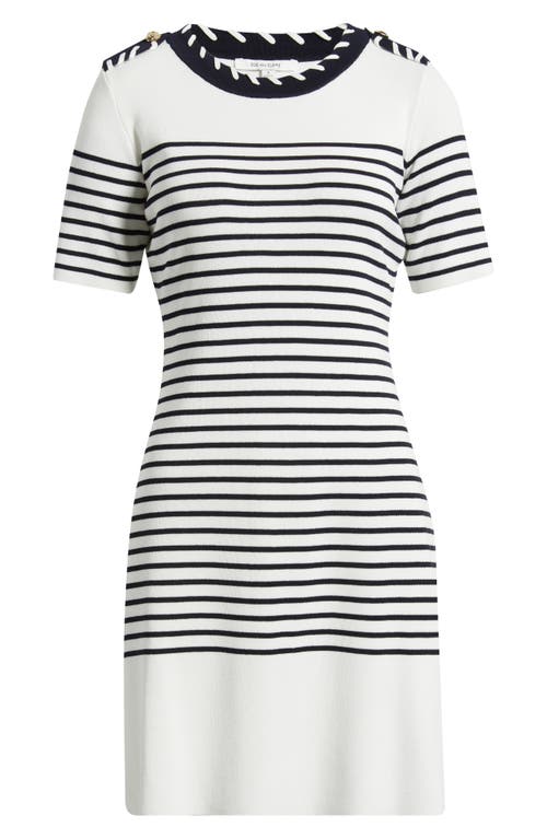 Zoe And Claire Stripe Stitch Epaulets Minidress In White