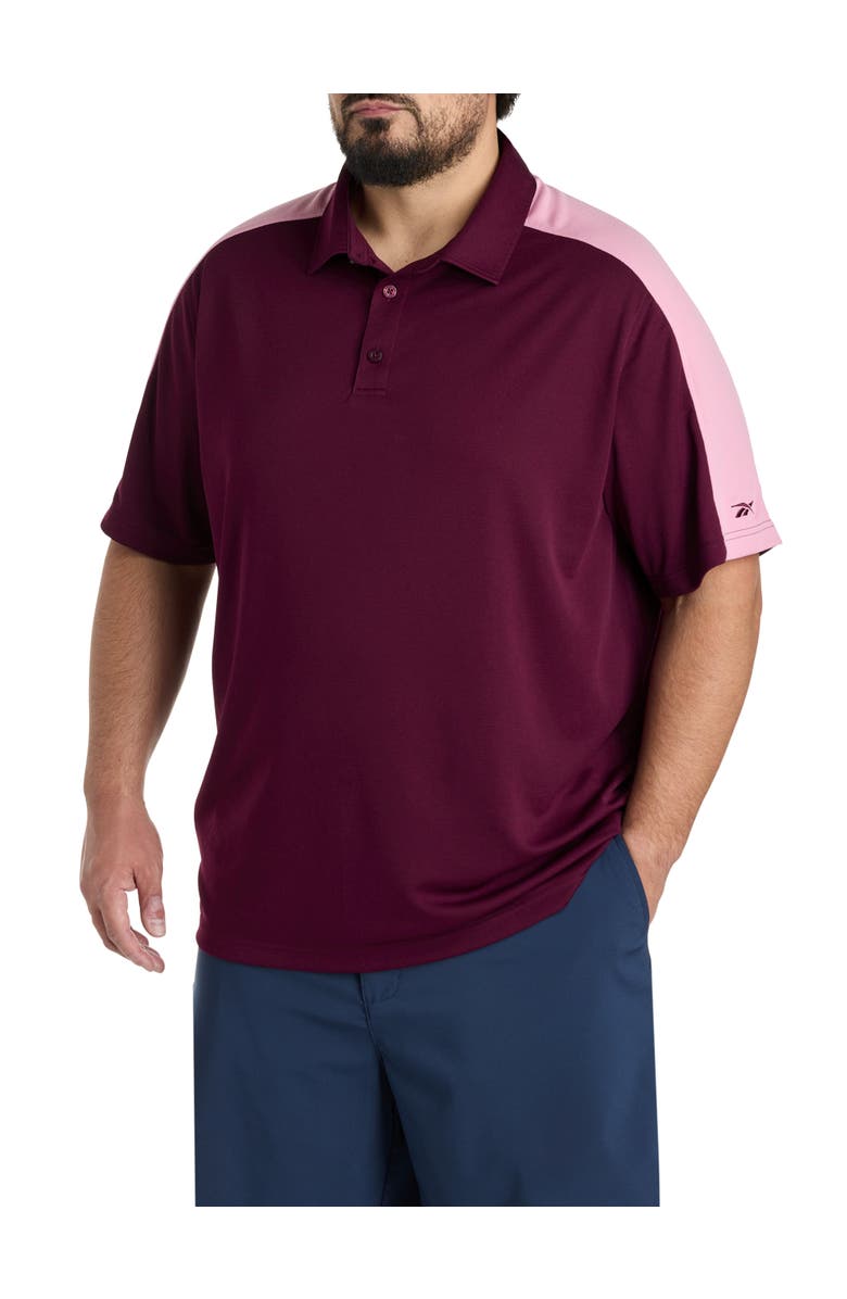 Reebok Big & Tall Colorblocked Polo Shirt, Main, color, Black Cherry