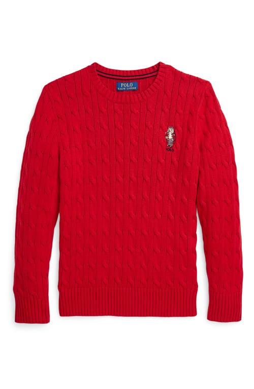 Ralph Lauren Kids' Cable Knit Cotton Sweater in Red 