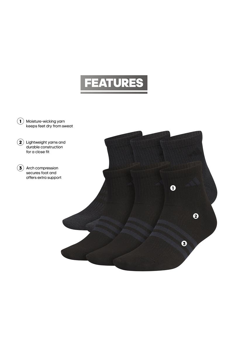 adidas Superlite 3.0 6-Pack AEROREADY Ankle Socks, Alternate, color, Black/ Night Grey