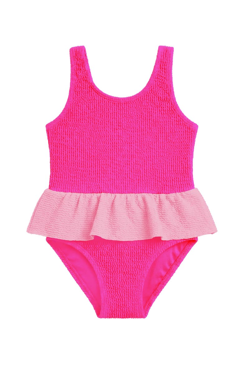 Crinkle Peplum One Piece, Main, color, Fuschia