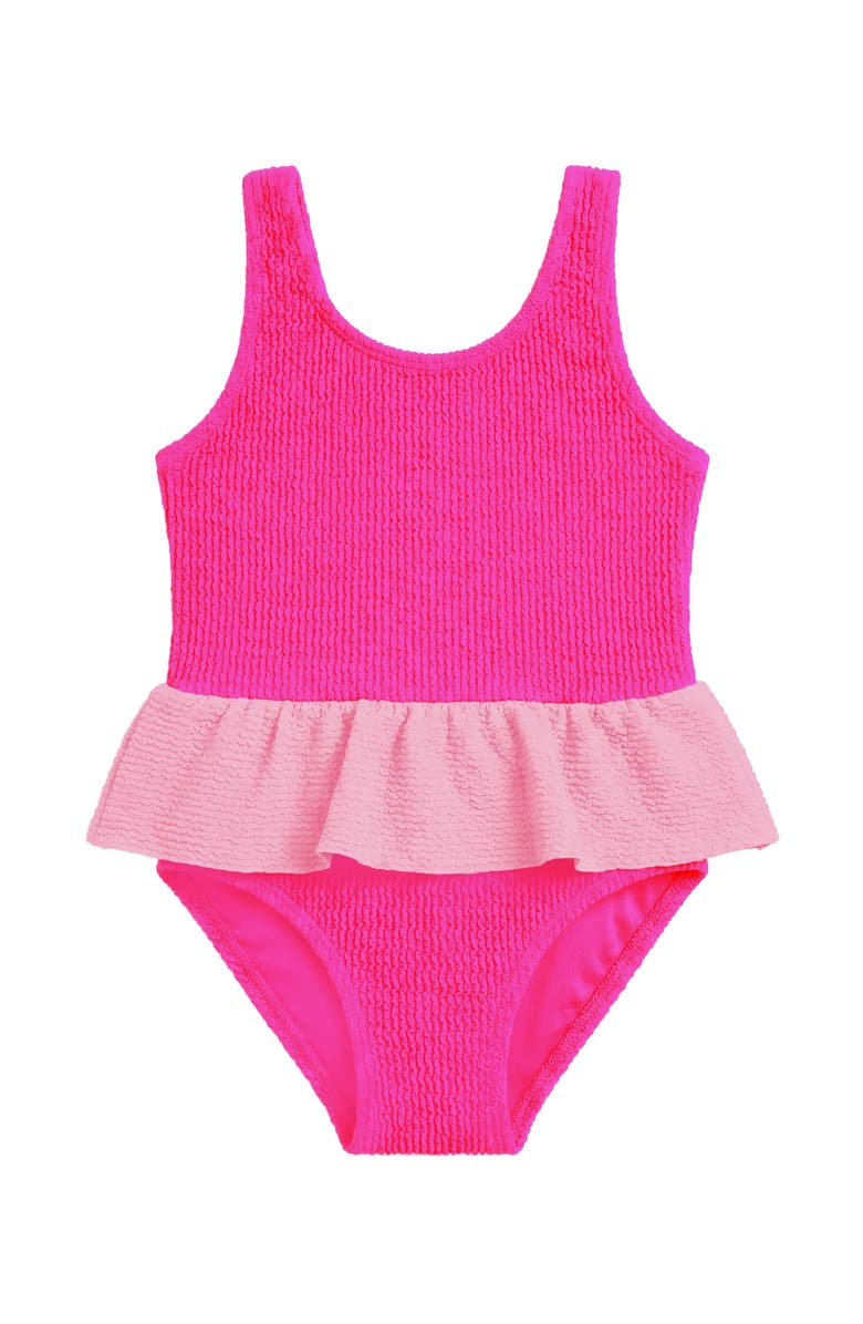 Limeapple Infant Crinkle Peplum One Piece, Main, color, Fuschia