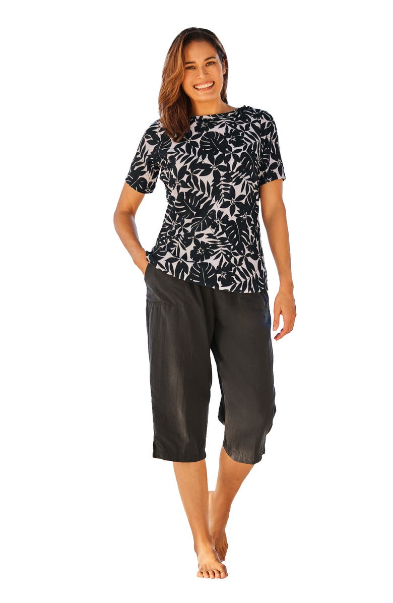 Swim 365 Cross-Back Swim Tee, Main, color, Black Palm