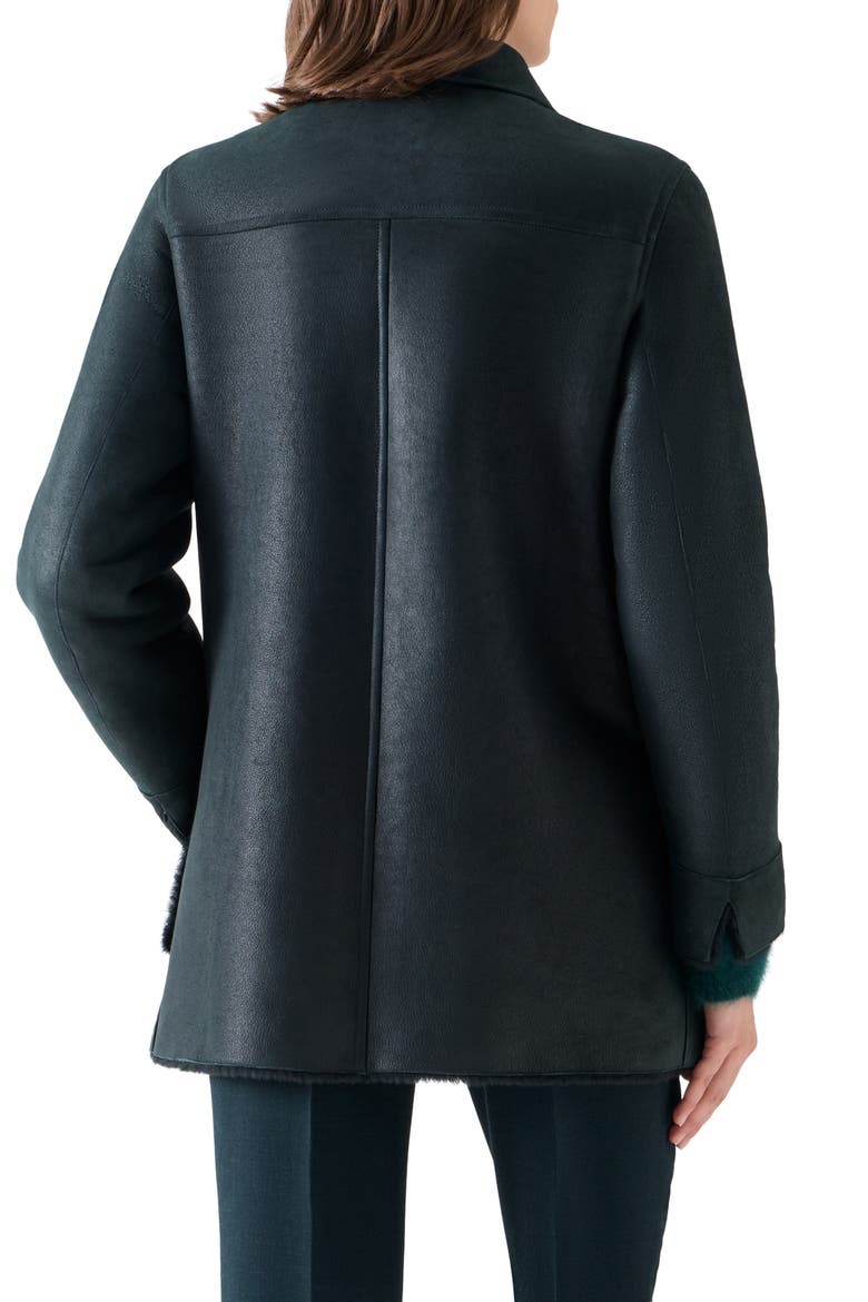 Harper Reversible Genuine Shearling Shirt Jacket, Alternate, color, FOREST GREEN