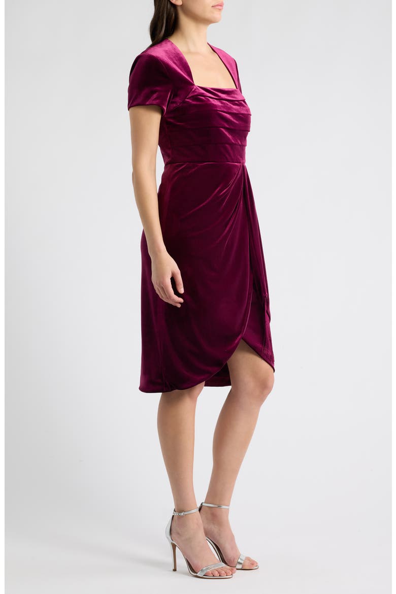 Pleated Fringe Velvet Cocktail Dress, Alternate, color, BURGANDY