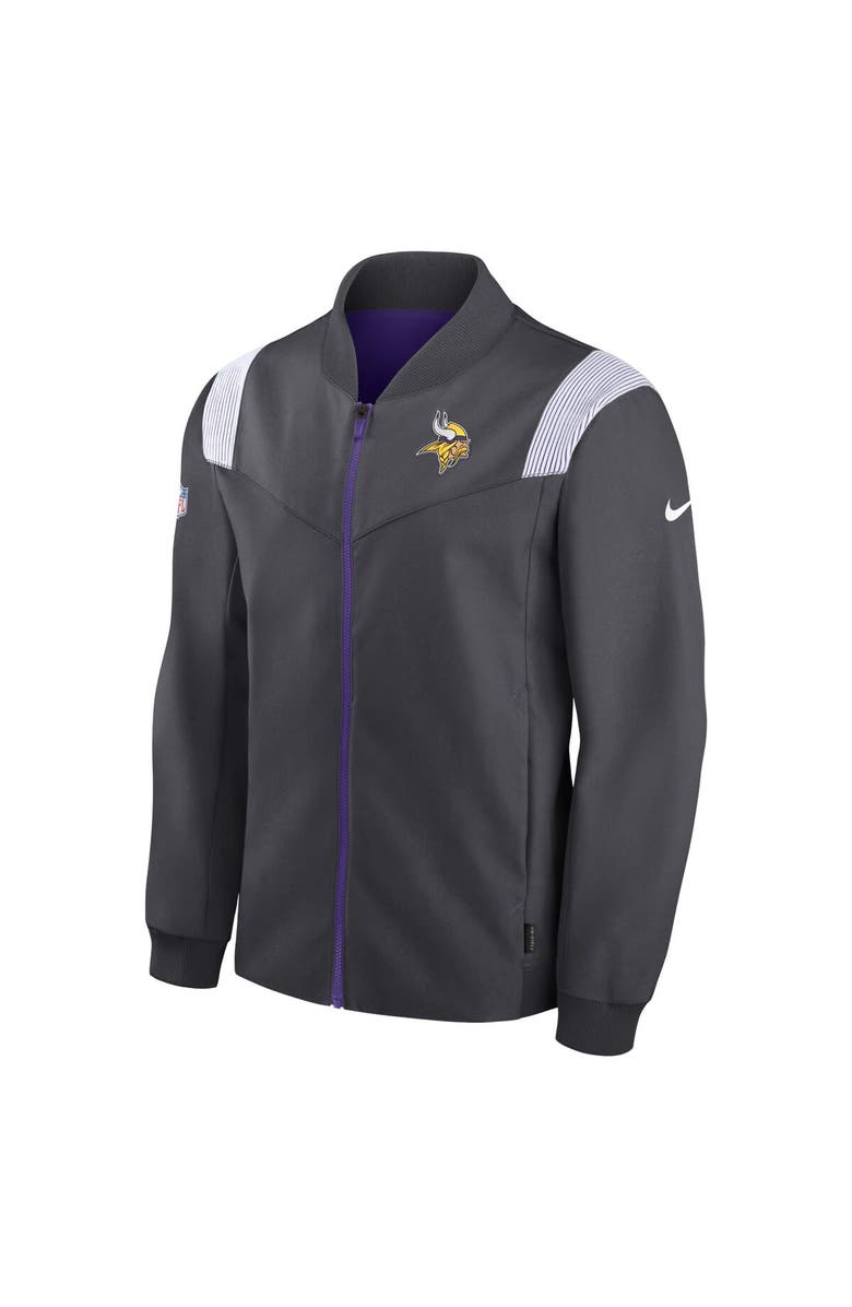 Nike Men's Nike Anthracite Minnesota Vikings Sideline Coaches Bomber Full-Zip Jacket, Alternate, color, 