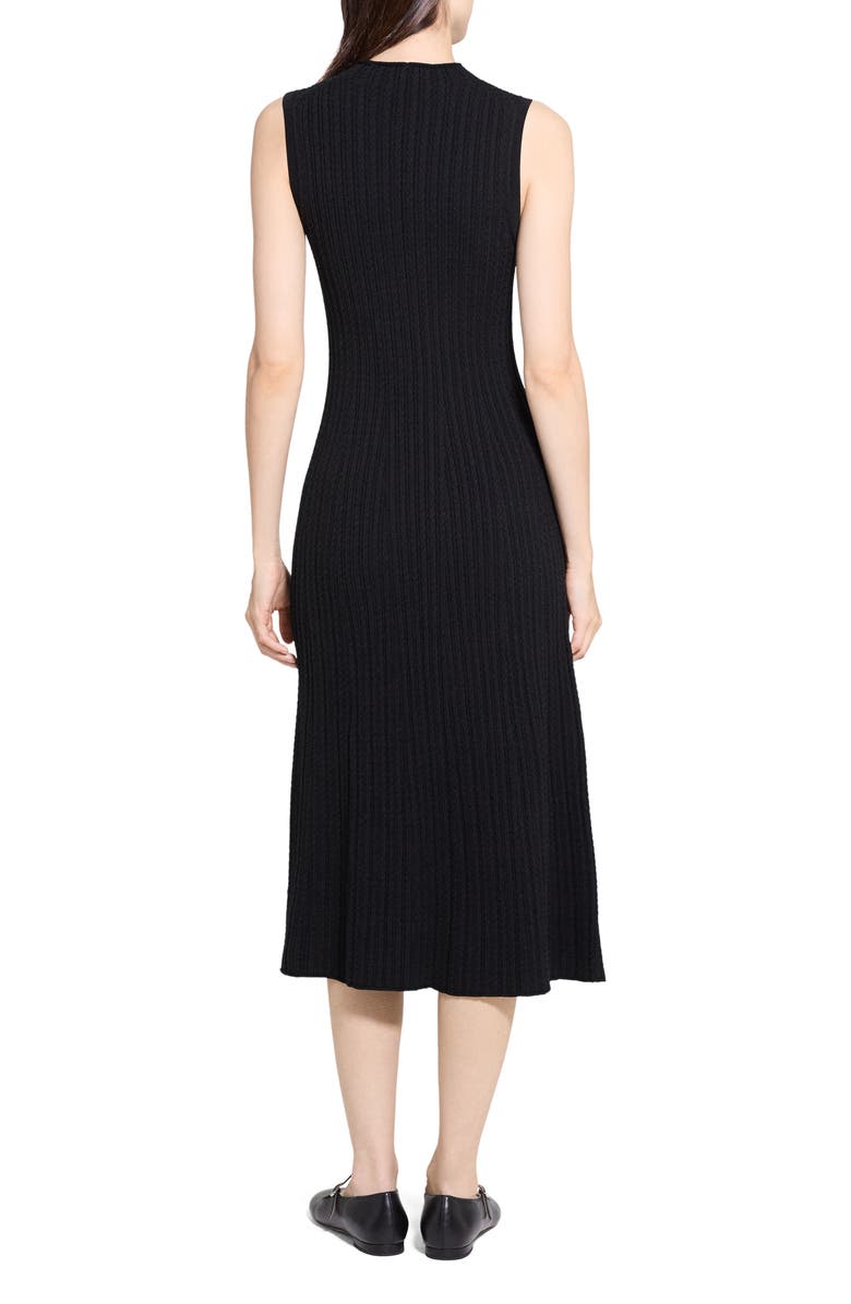 Theory Cable Stitch Sleeveless Wool Blend Sweater Midi Dress, Alternate, color, Black