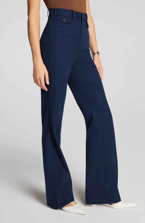 Button Pocket High Waist Flare Leg Pants