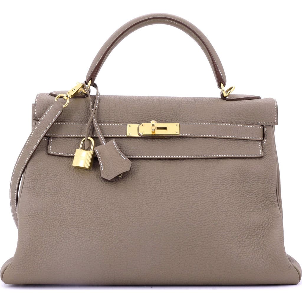 Pre-owned Hermes Hermes Kelly Handbag Grey Togo With Gold Hardware 32 In Brown