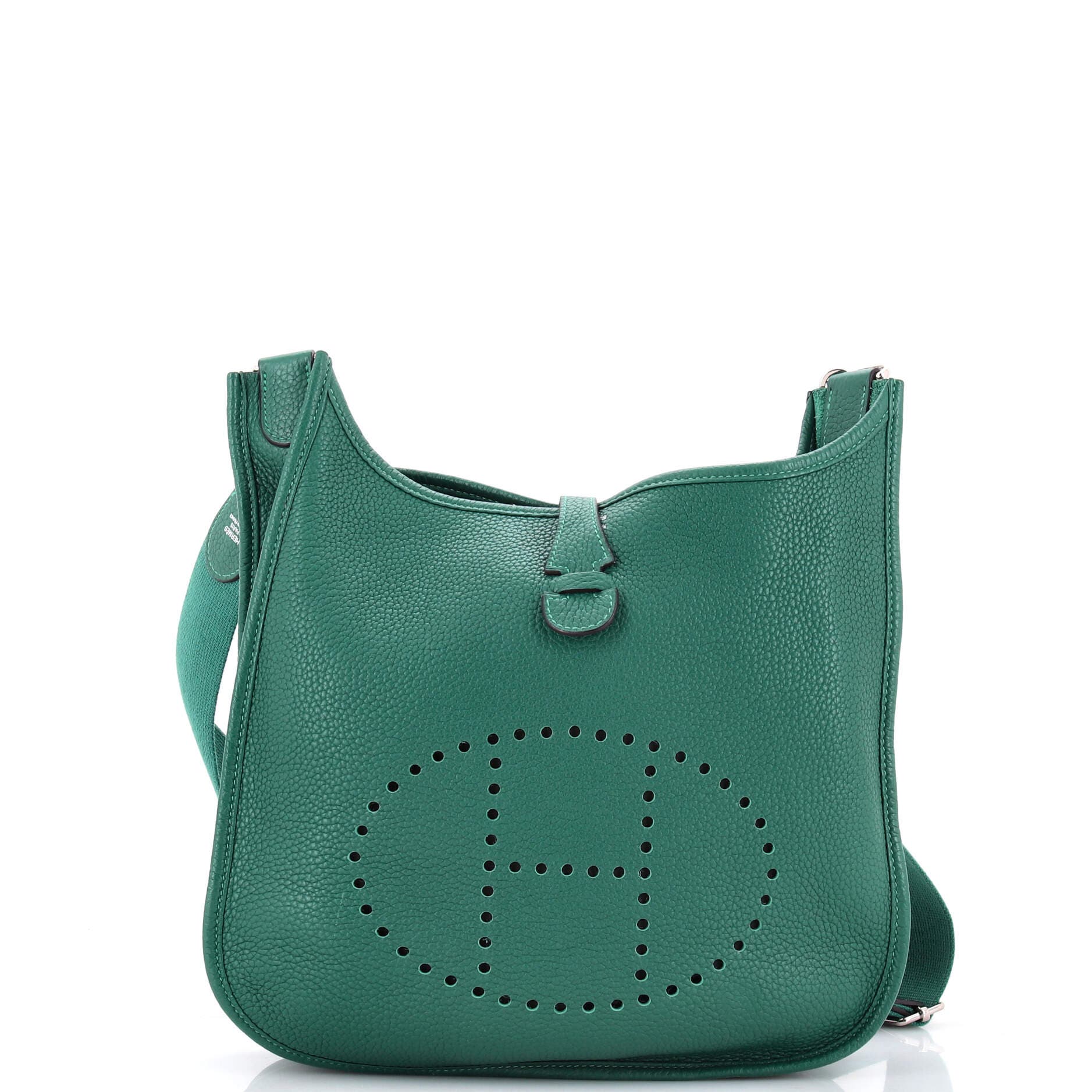 Pre-Owned Hermes Evelyne Bag Gen III Clemence PM, Main, color, Malachite