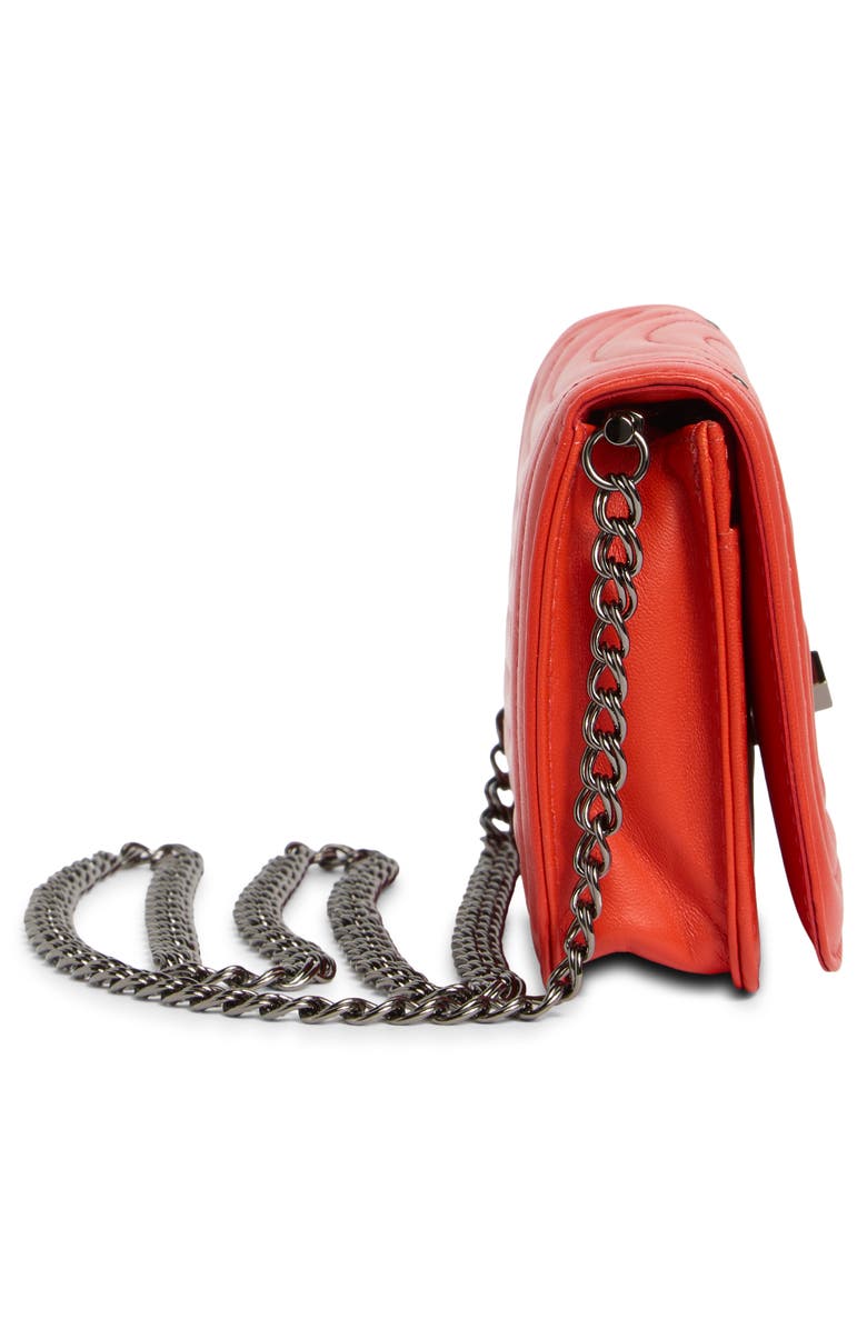 Longchamp Quilted Leather Wallet on a Chain, Alternate, color, Poppy