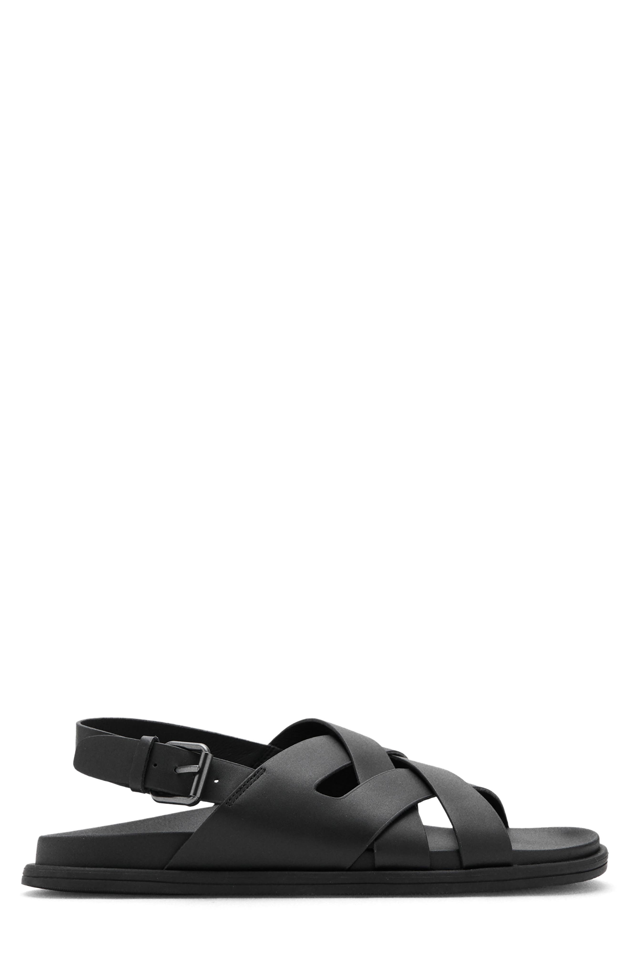 Crisscross Leather Slingback Sandal, Alternate, color, BLACK