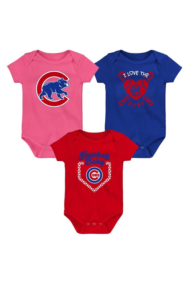 Infant Royal/Red/Pink Chicago Cubs Baseball Baby 3-Pack Bodysuit Set, Main, color, Royal