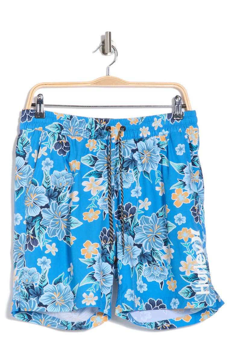Hurley Palmettos Volley Swim Trunks, Alternate, color, Blue