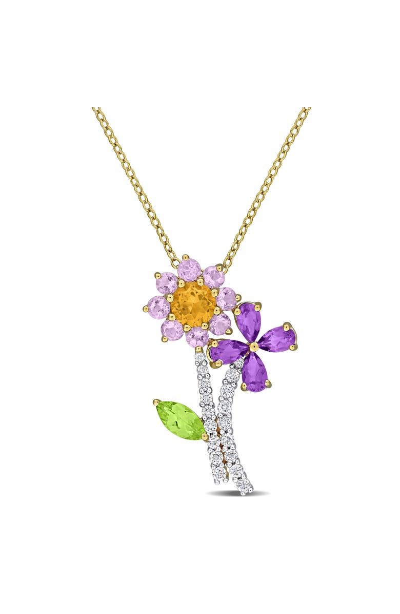 Julianna B. Multi-Gemstone Flower Necklace, Main, color, Amethyst