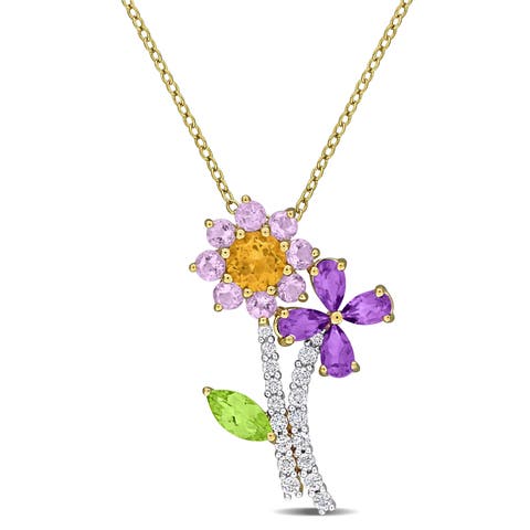 Multi-Gemstone Flower Necklace