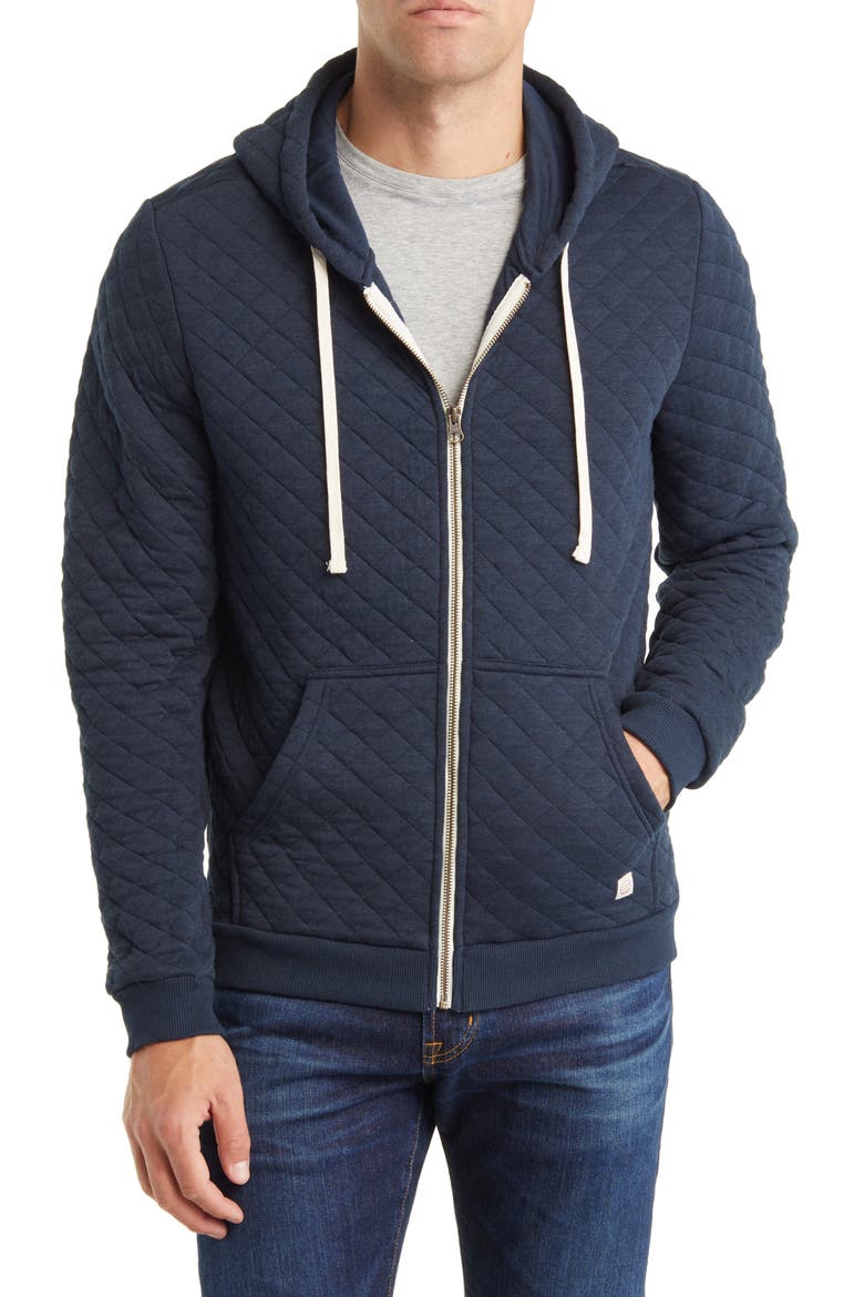 Corbet Quilted Full Zip Hoodie, Alternate, color, NAVY HEATHER
