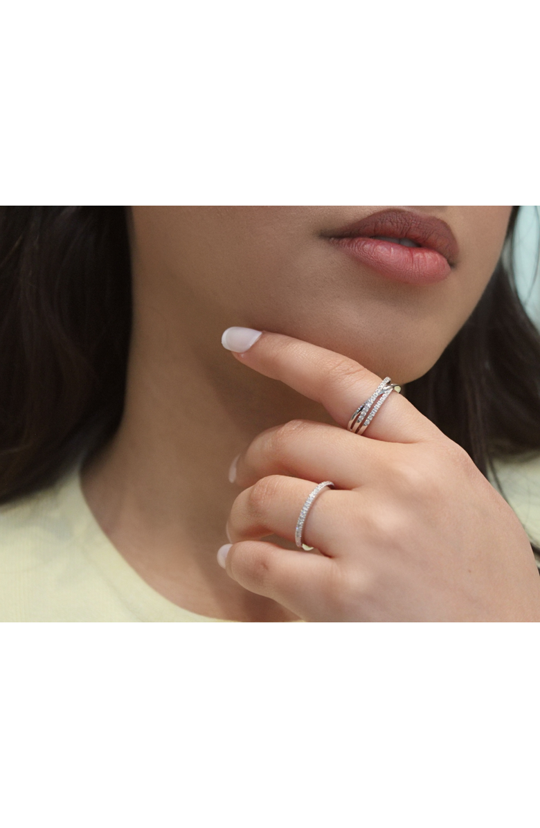 LuvMyJewelry Nexus 14K Gold Round Diamond Studded Crossover Band Ring - 0.24cts, Alternate, color, 14K White Gold