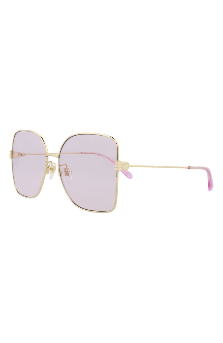 Gucci 62mm Butterfly Sunglasses, Alternate, color, Gold Gold Pink
