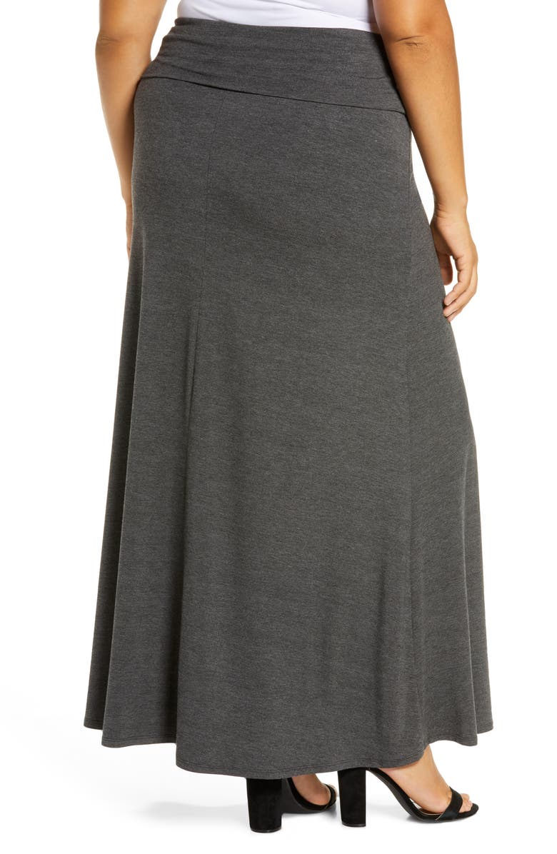 Loveappella Fold Over Maxi Skirt, Alternate, color, Charcoal