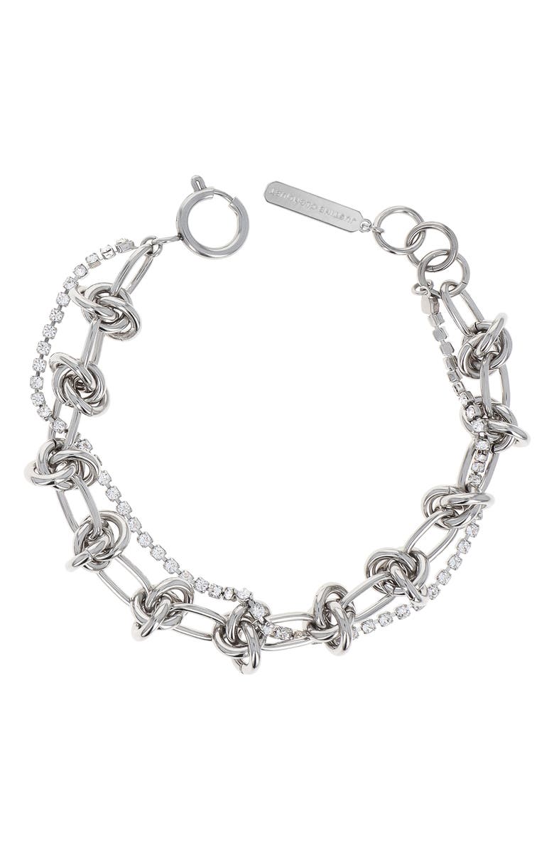 Justine Clenquet Dana Crystal Layered Bracelet, Main, color, Palladium