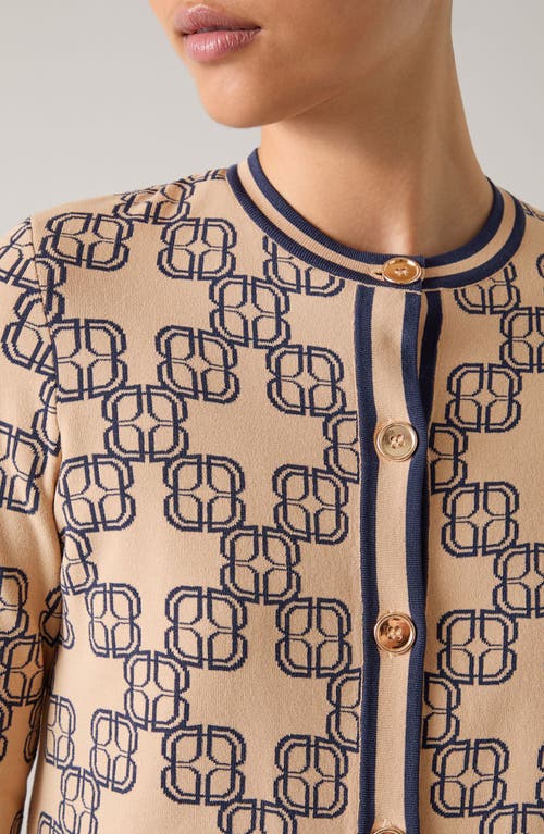 Lk Bennett Odette Logo Monogram Cardigan In Multi