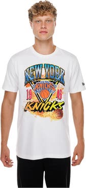 New Era Men's New Era White New York Knicks Lifestyle Capsule Basketball on Fire T-Shirt