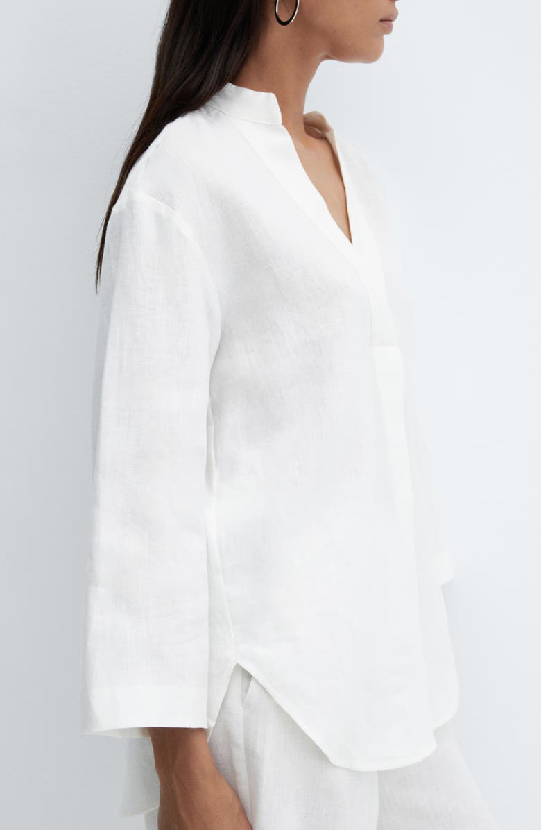 MANGO Linen Popover Shirt, Alternate, color, 