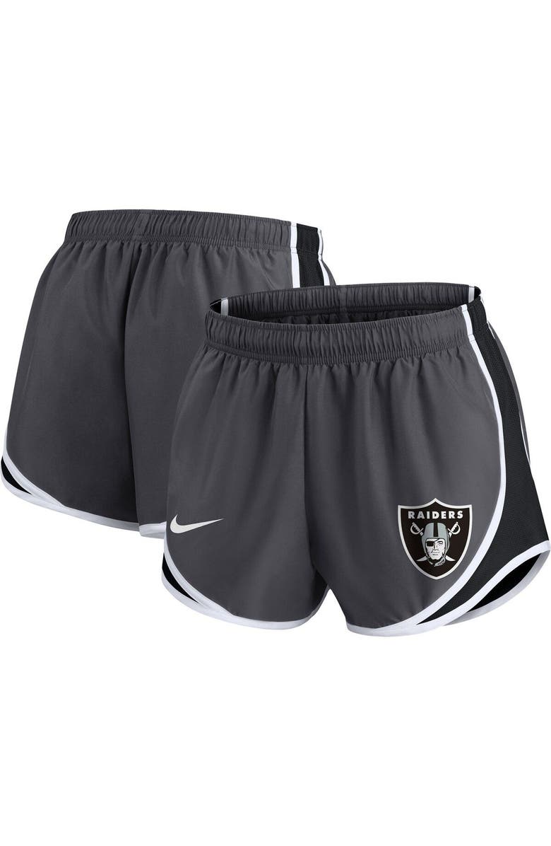 Nike Women's Nike Charcoal Las Vegas Raiders Plus Size Logo Performance Tempo Shorts, Main, color, Charcoal