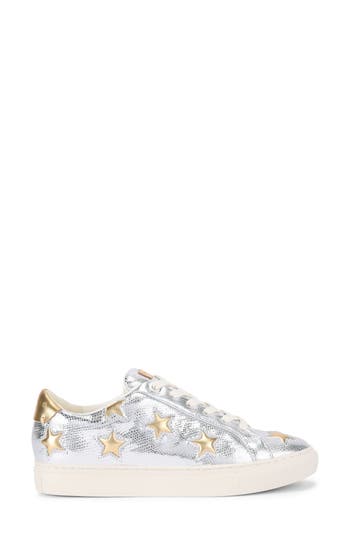 Kurt Geiger Womens Lane Star Snakeskin-embossed Metallic-leather Low-top Trainers Silv
