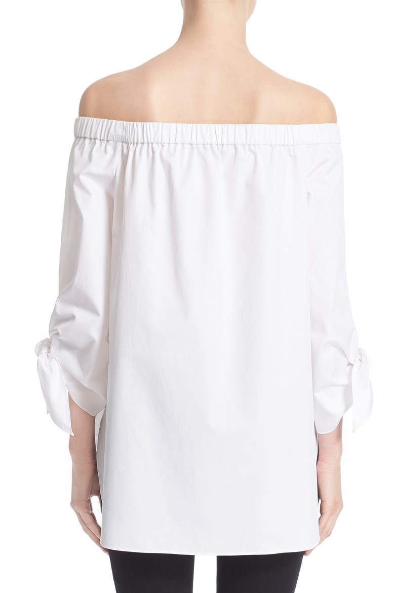 Off the Shoulder Cotton Tunic, Alternate, color, WHITE/ WHITE