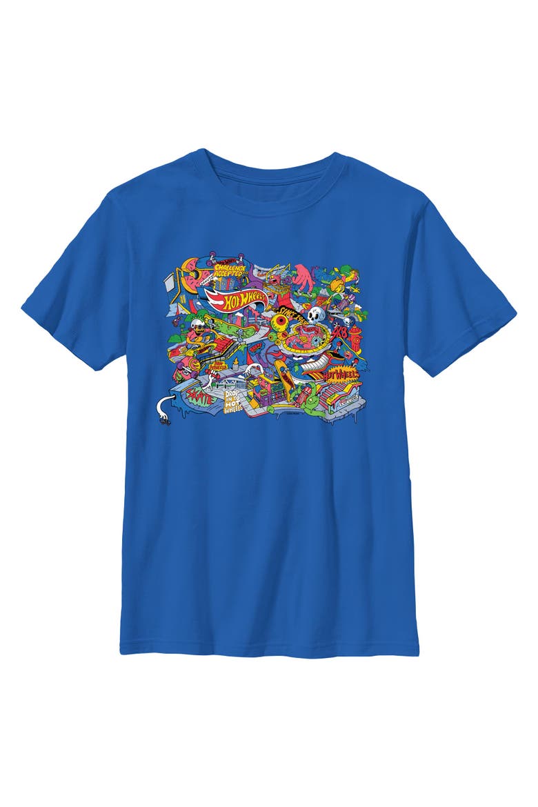 Boy's Hot Wheels Challenge Skate Park Colors  Graphic T-Shirt, Main, color, Royal Blue