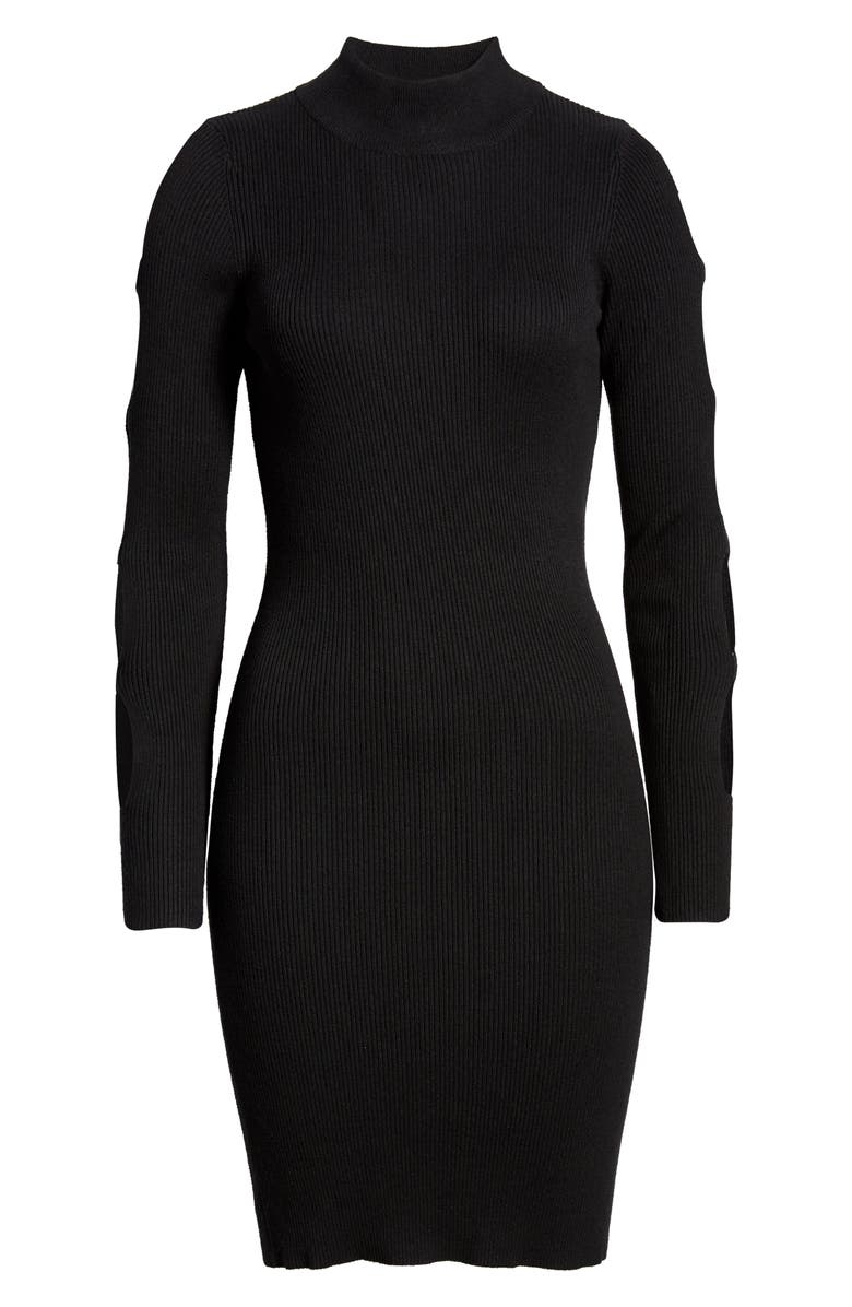 bebe Mock Neck Long Sleeve Sweater Dress, Alternate, color, 