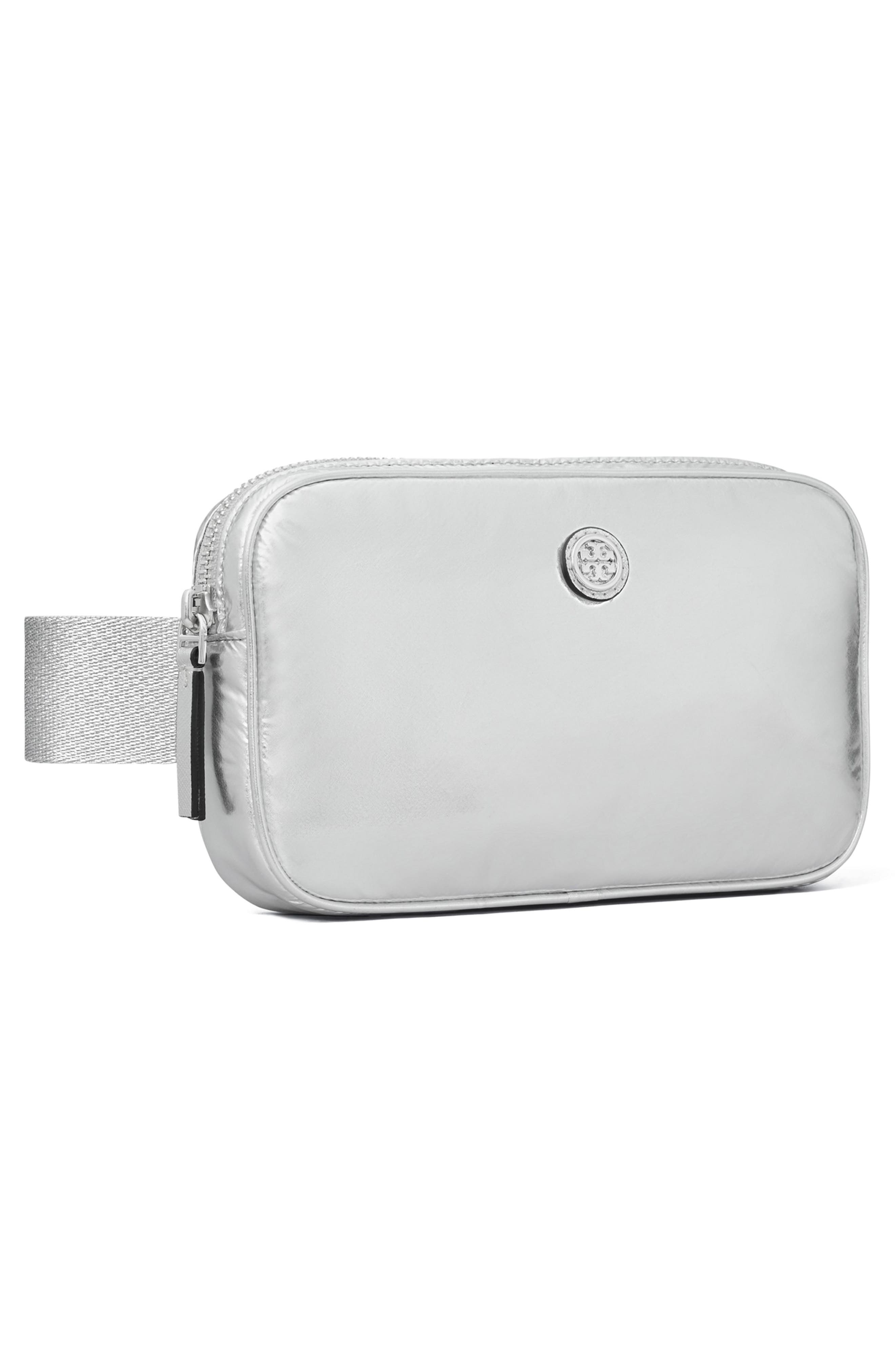 Tory Burch Virginia Metallic Nylon Belt Bag, Alternate, color, 